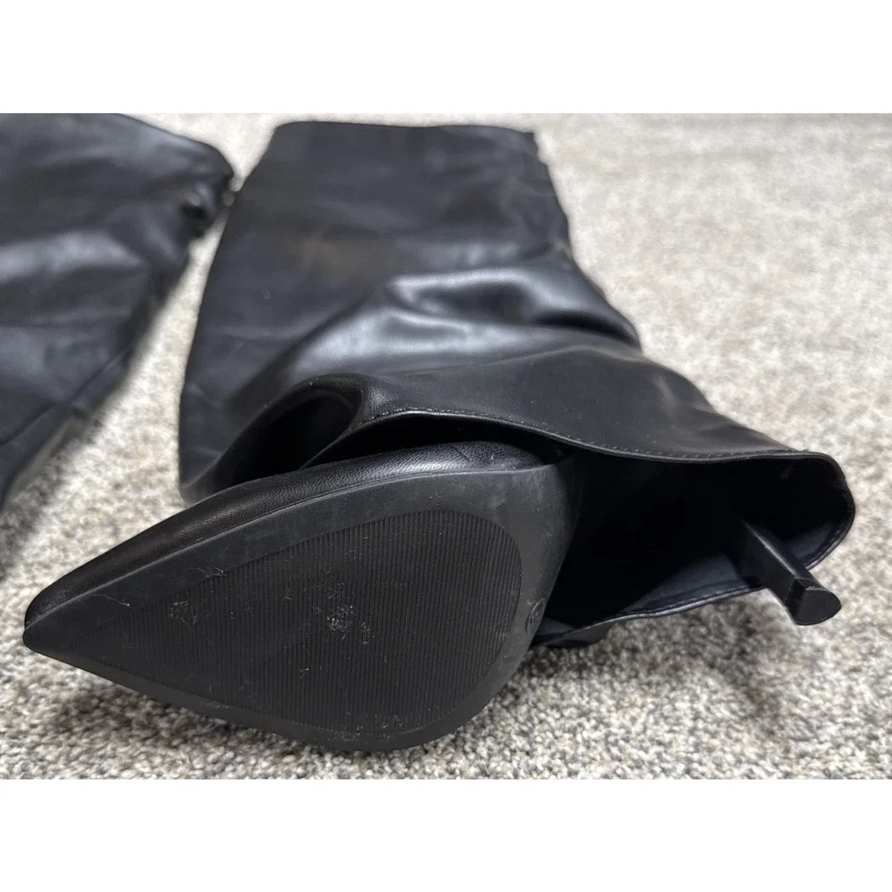 Wild Diva Lounge Over The Knee Boot Size 6 in‎ Black Stiletto Heel Side Zip NWOB
